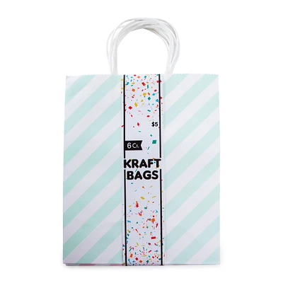 6-count large pastel stripe gift bags 16.5in