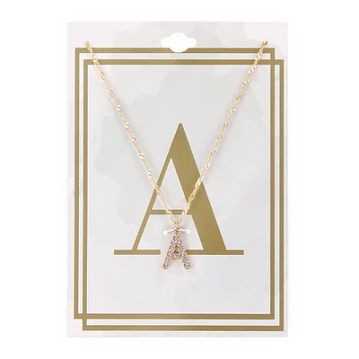 letter A diamond initial charm necklace