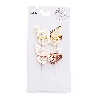 gold butterfly flutter clips 2 pack