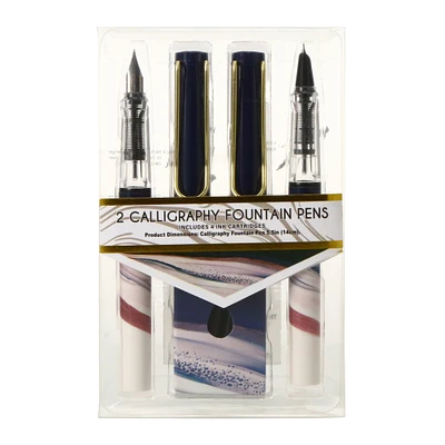2 calligraphy pens with ink cartridges set