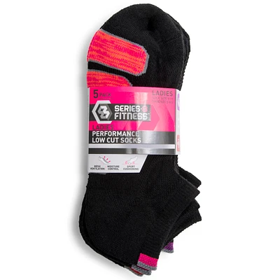series-8 fitness™ ladies performance low-cut socks 5-pack - black/neon