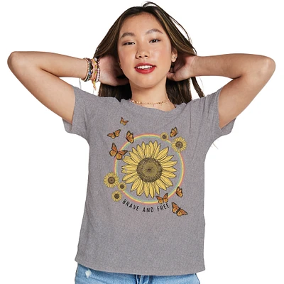 juniors 'brave & free' sunflower graphic tee