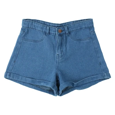cuffed denim shorts - blue