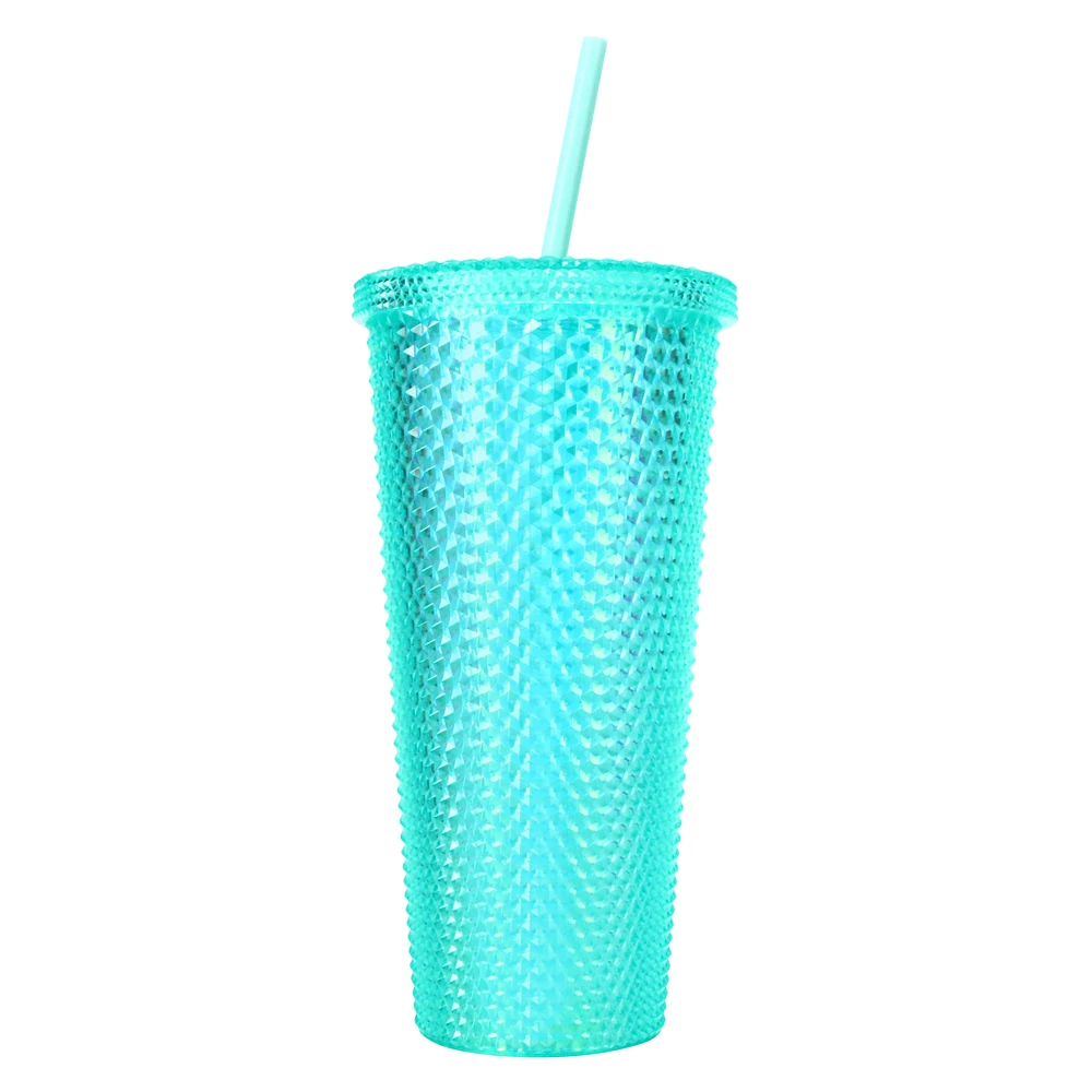 Iridescent Studded Tumbler With Straw, BPA Free - 24oz