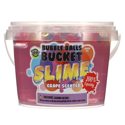 bubble balls pink grape-scented bucket slime