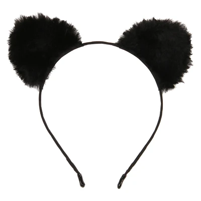 fluffy black cat ears headband