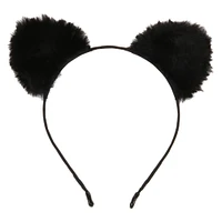 fluffy black cat ears headband