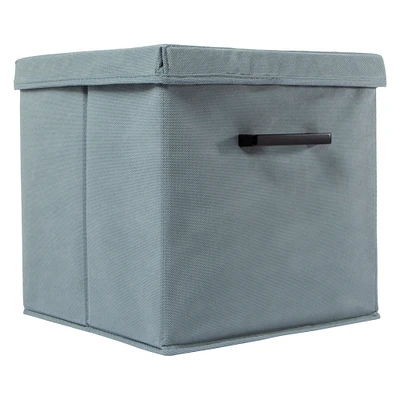 collapsible storage cube with lid & metal handle 11in