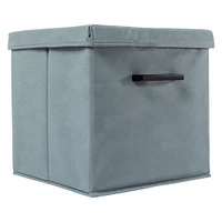 collapsible storage cube with lid & metal handle 11in