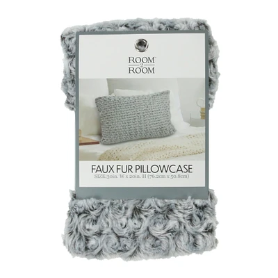 faux fur rosette pillow case 30in x 20in