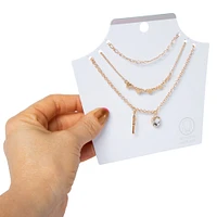 gold heart & angel layering necklaces set, 3-piece