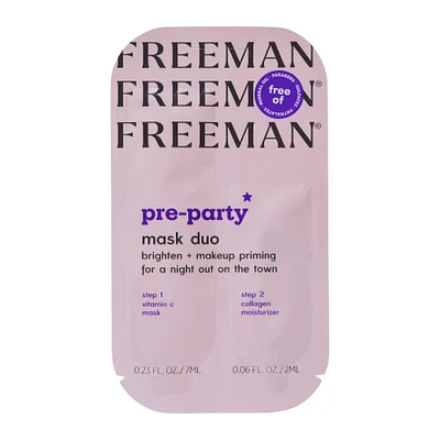freeman® pre-party mask duo, brighten + makeup priming