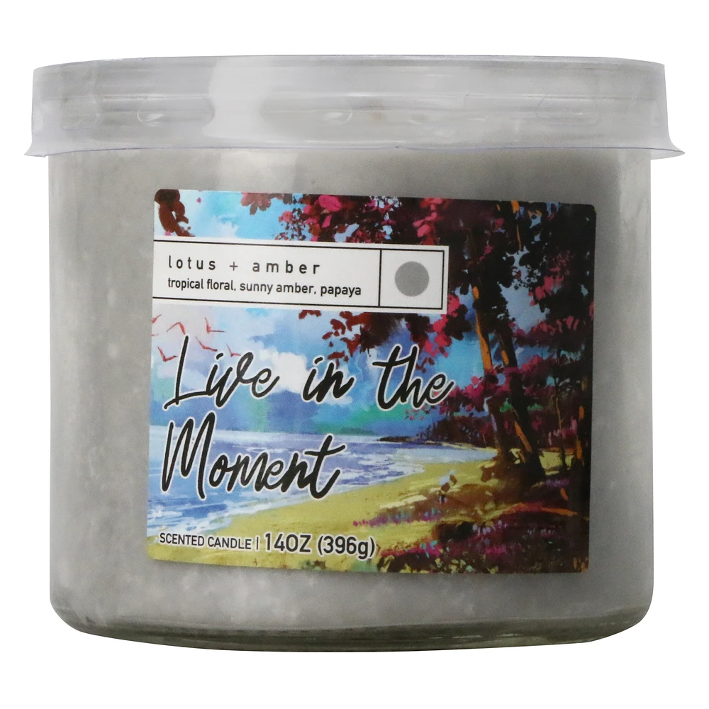 lotus + amber scented 3-wick glass jar candle 14oz