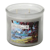 lotus + amber scented 3-wick glass jar candle 14oz