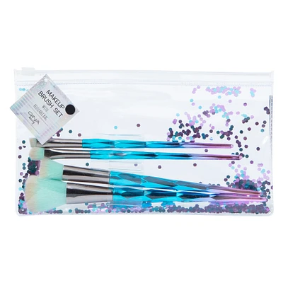 4-piece ombre makeup brush set & shaky glitter bag