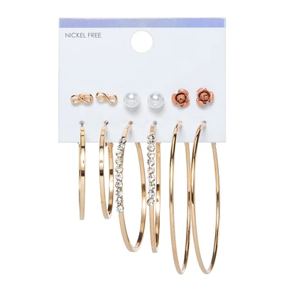 infinity hoops & studs 6-pair earrings set