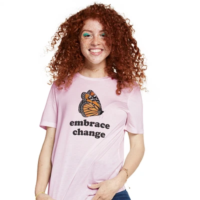 juniors 'embrace change' butterfly graphic tee