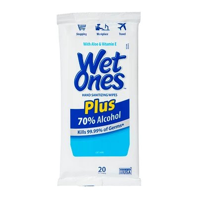 wet ones™ plus 70% alcohol hand sanitizing wipes 20-count