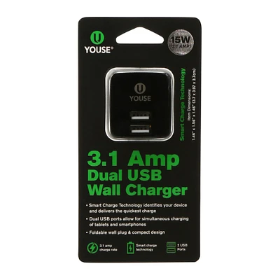 dual usb wall charger 3.1 amp