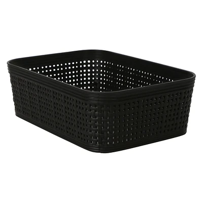 small woven plastic storage bin 7.5in x 5.3in