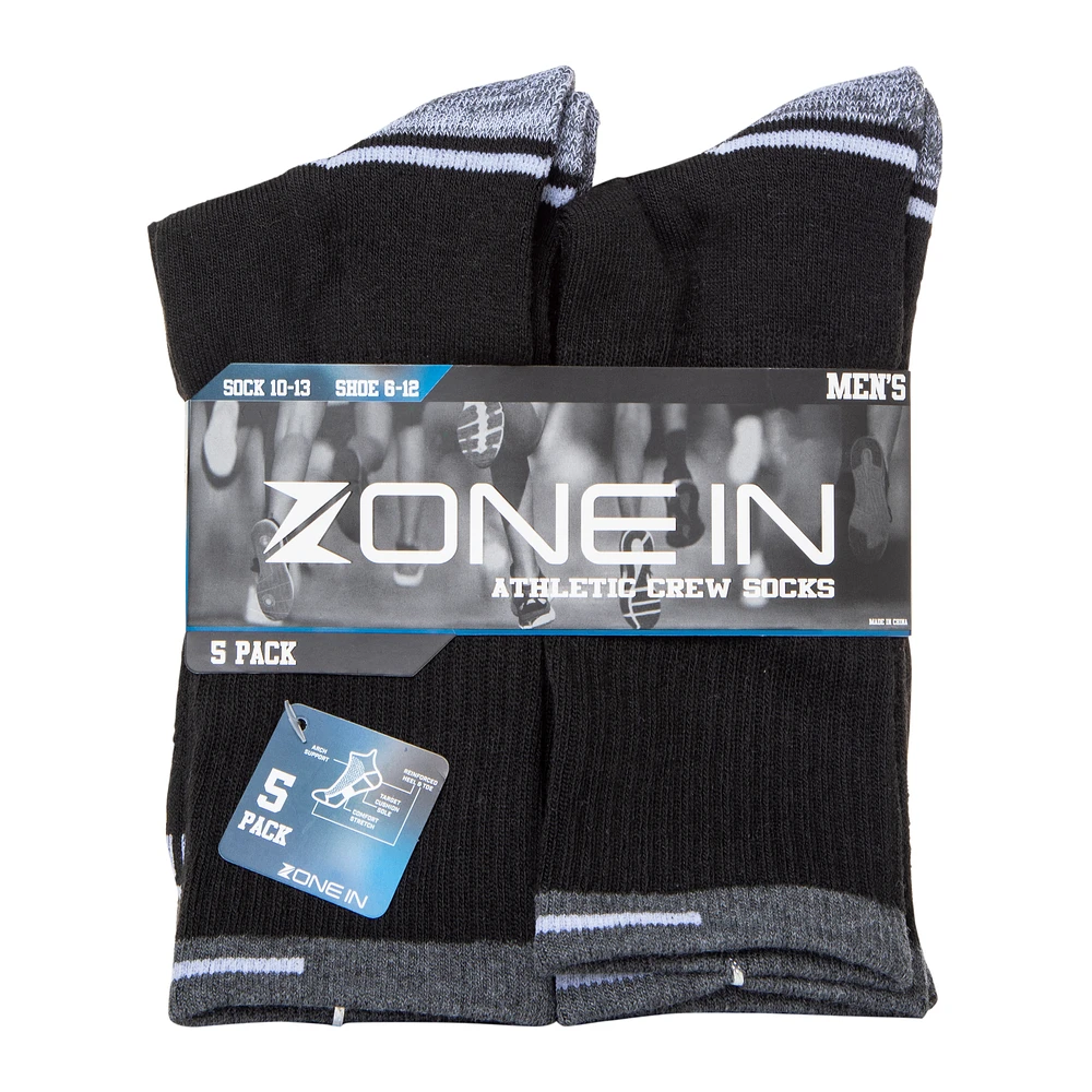 mens athletic crew socks 5-pack