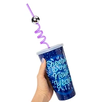 New Year's Party Tumbler With Disco Ball Straw