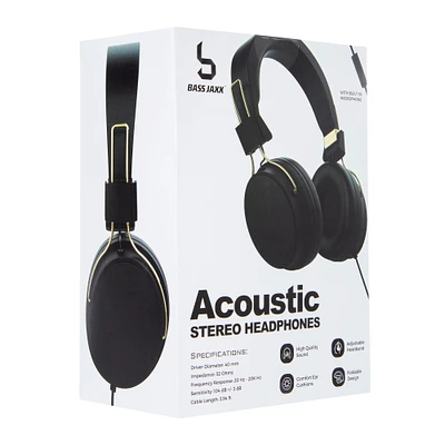 acoustic wired stereo headphones w/ microphone