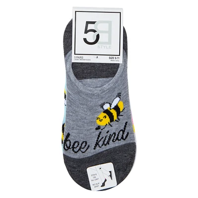 ladies 'bee kind' low-cut socks 5-pack
