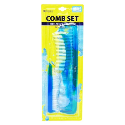 marbleized comb set 3-pack