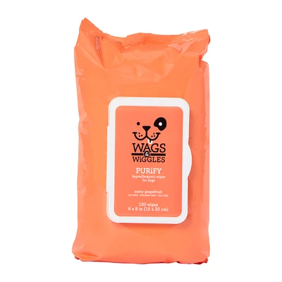 wags & wiggles multipurpose wipes for dogs 100-count pack - zesty grapefruit