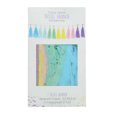 10ft pastel rainbow tassel banner