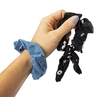chambray bow scrunchies 2-pack set