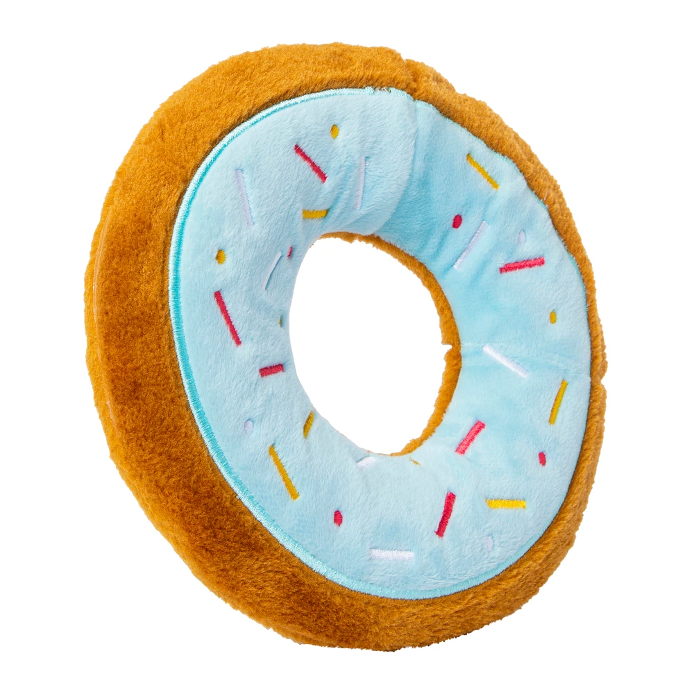 donut plush dog toy 9in