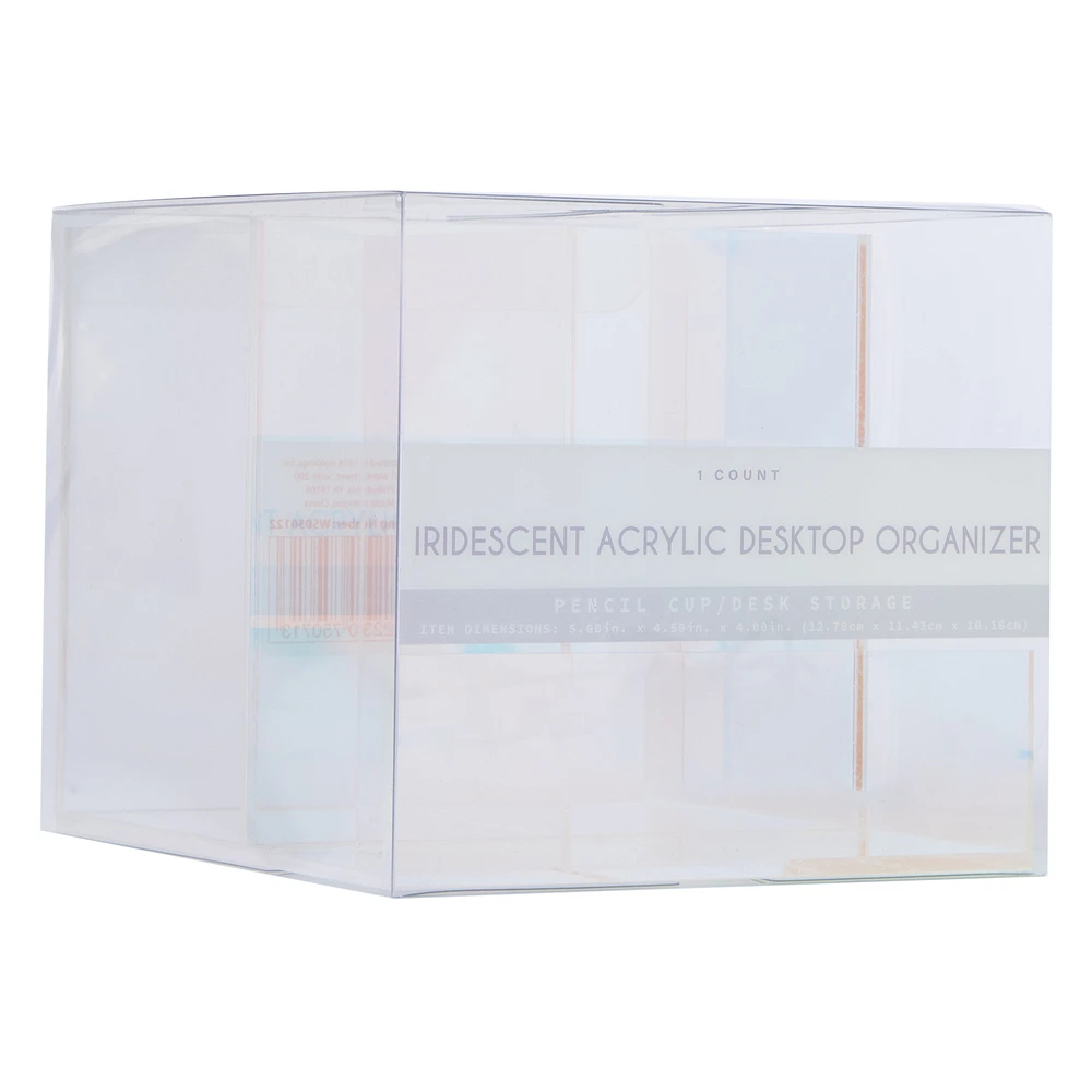 iridescent acrylic desktop organizer 5in x 4.5in