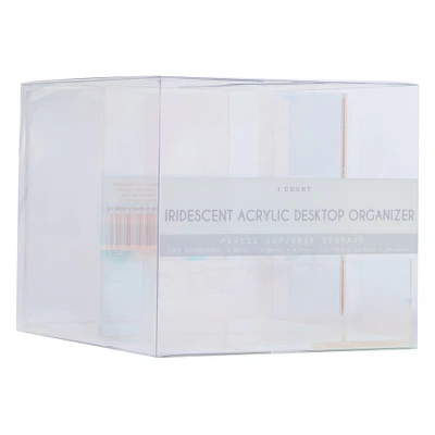 iridescent acrylic desktop organizer 5in x 4.5in