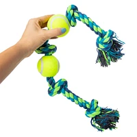 large rope & tennis ball tug toy for dogs