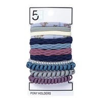 assorted ponytail holders, lycra & coil 12-pack