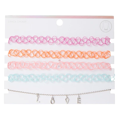 bright love choker necklaces 5-piece set