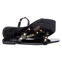 ladies studded strappy sandals - black