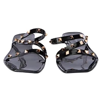 ladies studded strappy sandals - black