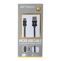 6ft chrome braided micro-USB cable