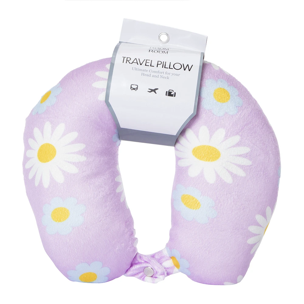 smiley face printed travel pillow