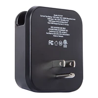 dual USB wall charger with outlet & phone holder 15W