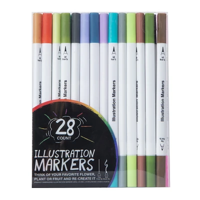 dual-tip illustration markers 28-count
