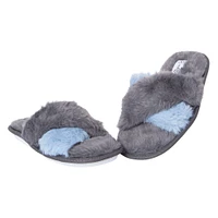 purple faux fur x-band slide slippers