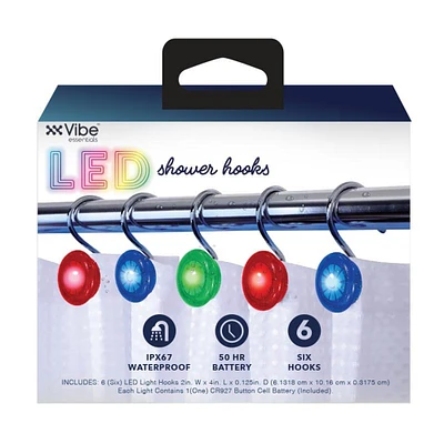 light up LED shower hooks 6-pack