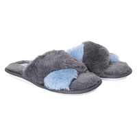 purple faux fur x-band slide slippers