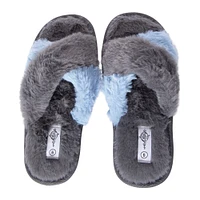 purple faux fur x-band slide slippers