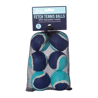 6-count dog toy tennis balls with squeaker inside