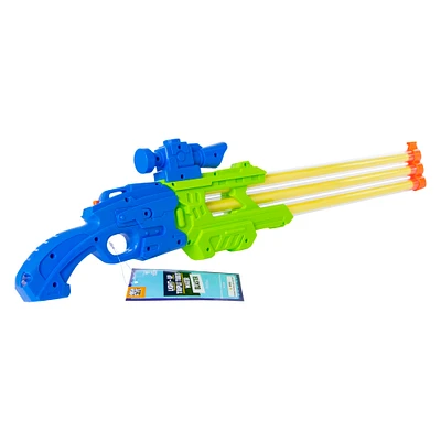 light-up triple tubes water blaster toy - orange